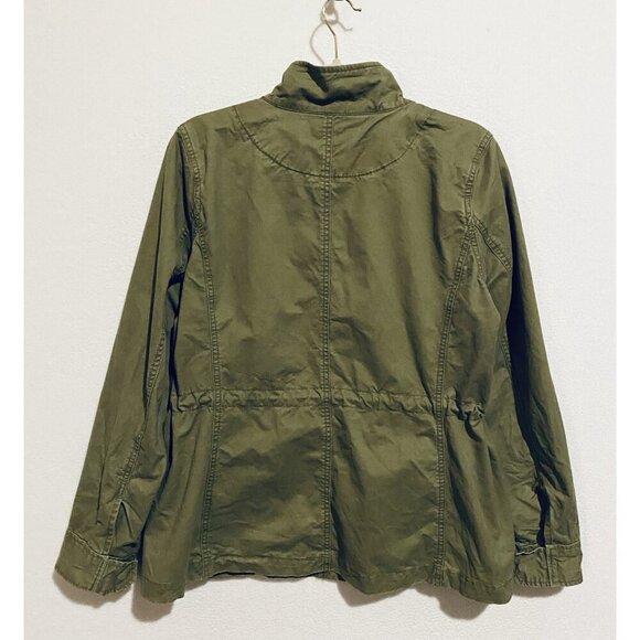 J Crew Jacket Womens Large Olive Green Utility Pockets Full Zip Cotton Military - Picture 5 of 7